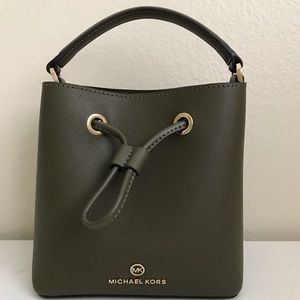 Michael Kors bucket crossbody handbag green